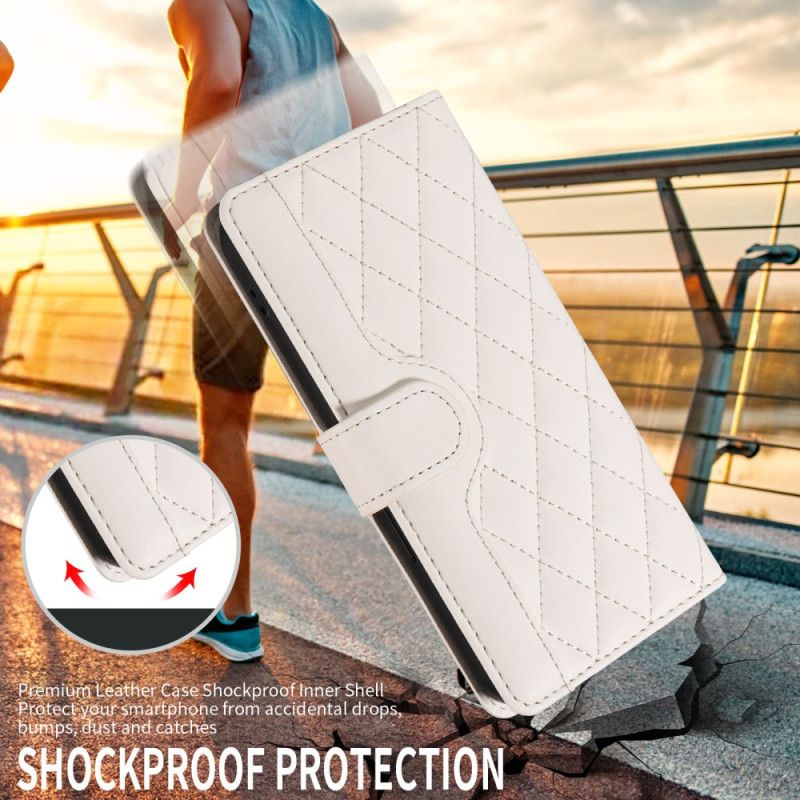 Etui Folio Vivo V40 Lite 5g Pikowane Z Paskami