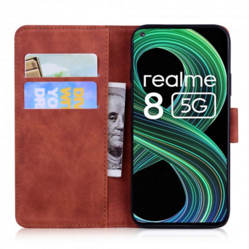 Etui Folio Realme 8 5g Monochromatyczny Efekt Skóry