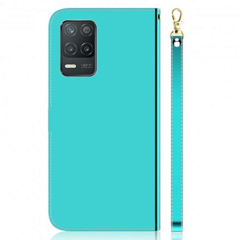 Etui Folio Realme 8 5g Sztuczna Skórzana Osłona Lusterek Etui Ochronne