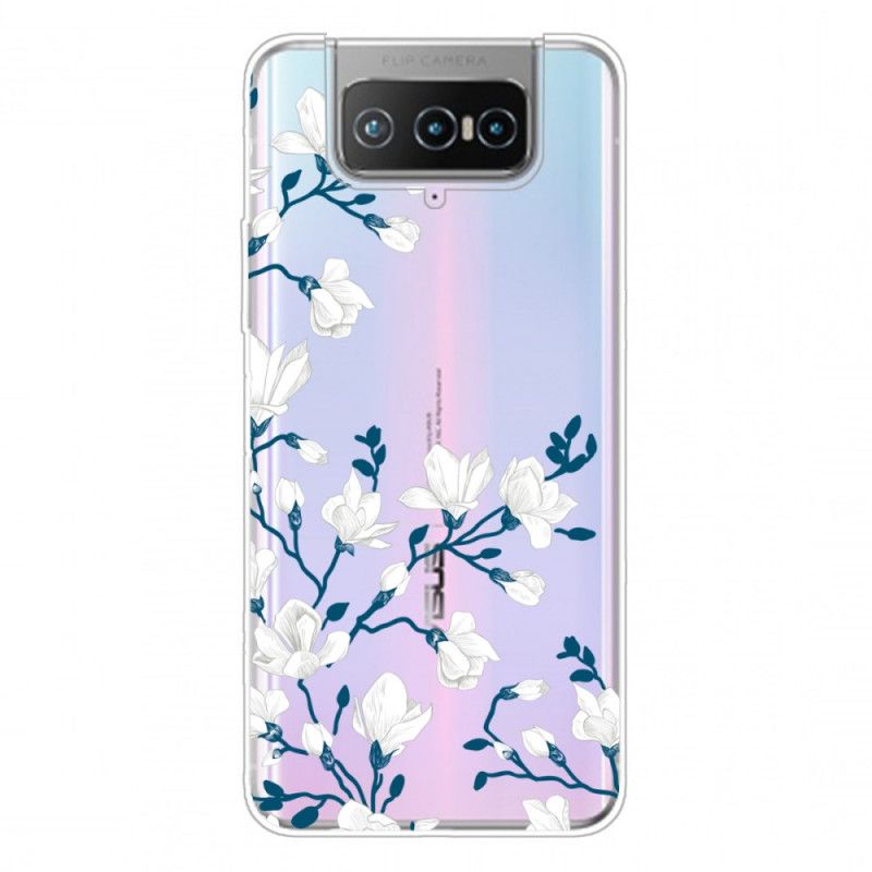 Etui Asus Zenfone 7 / 7 Pro Białe Kwiaty