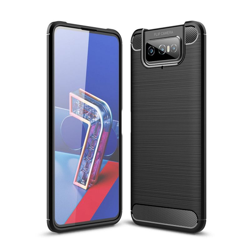 Etui Asus Zenfone 7 / 7 Pro Czerwony Czarny Szczotkowane Włókno Węglowe