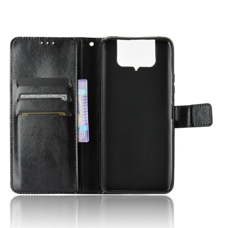 Etui Folio Asus Zenfone 7 / 7 Pro Czerwony Czarny Efektowna Sztuczna Skóra Etui Ochronne