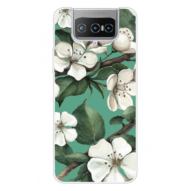 Futerały Asus Zenfone 7 / 7 Pro Etui na Telefon Pomalowane Białe Kwiaty