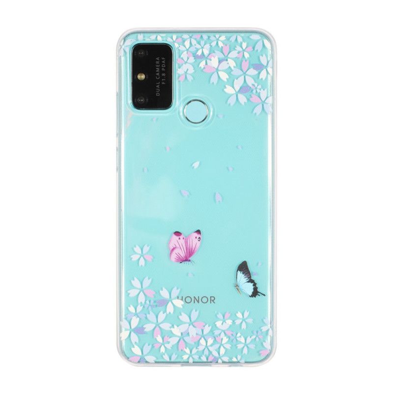 Etui Honor 9A Przezroczyste Motyle I Kwiaty