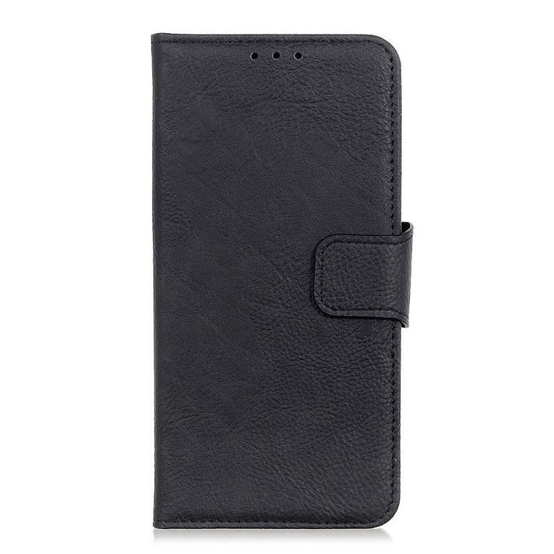 Etui Folio Xiaomi Redmi 9C Czerwony Czarny Matowa Skóra Liczi Etui Ochronne