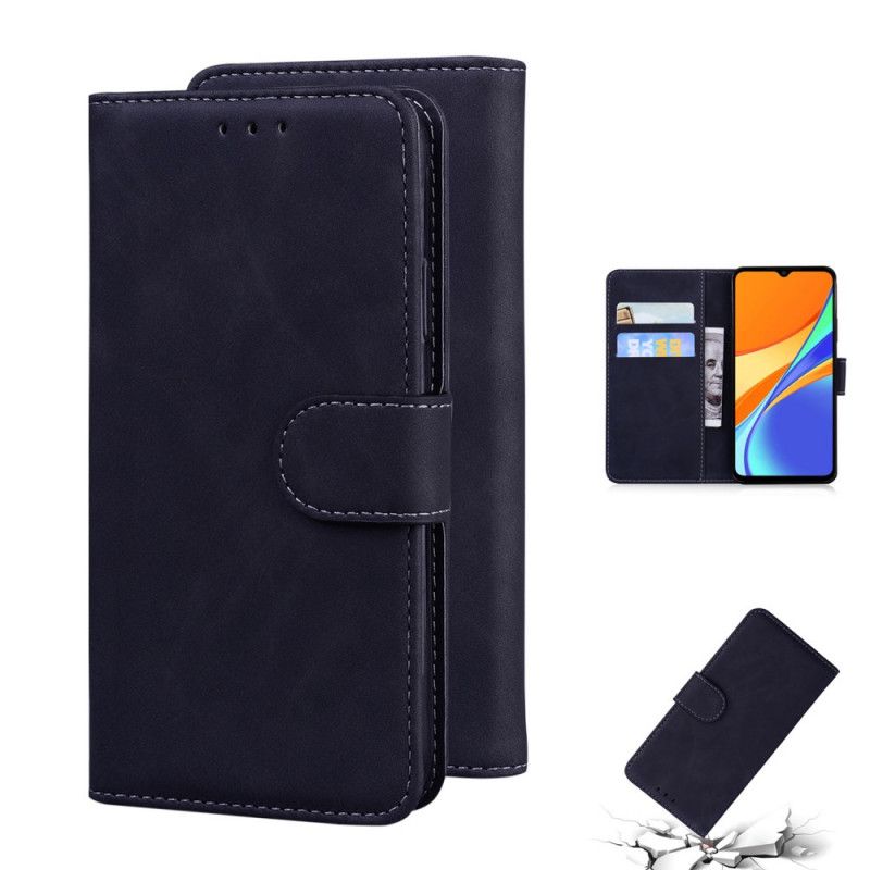 Etui Folio Xiaomi Redmi 9C Czerwony Czarny Nowe Kolory Imitacja Skóry Etui Ochronne