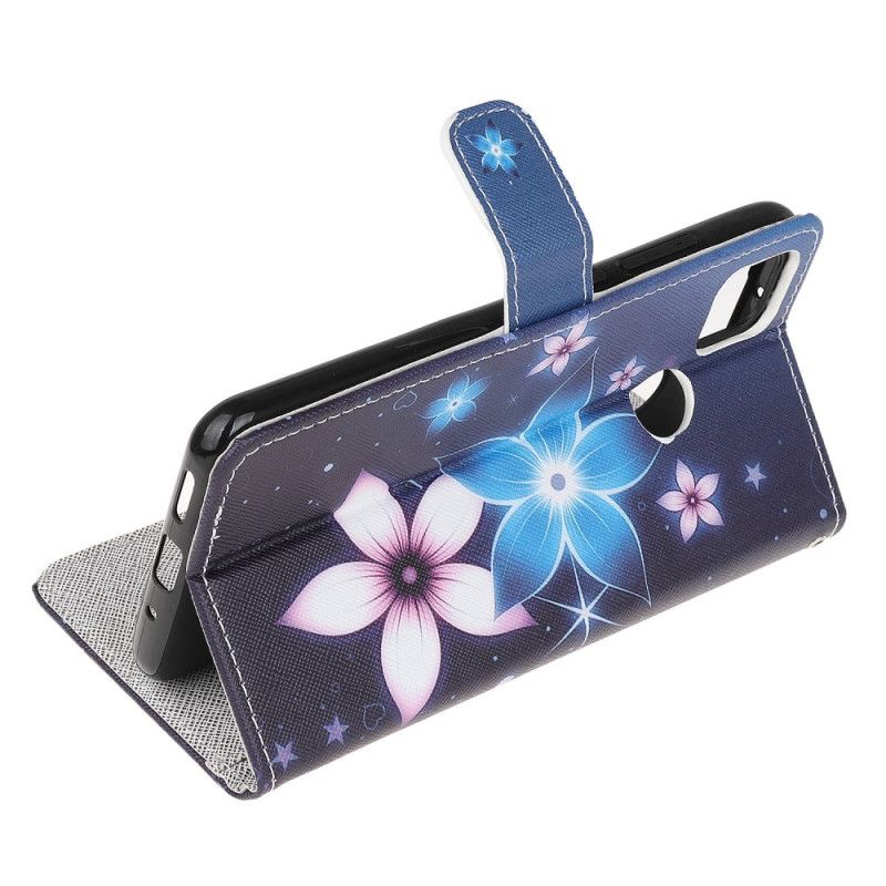 Etui Folio Xiaomi Redmi 9C Księżycowe Kwiaty Ze Stringami