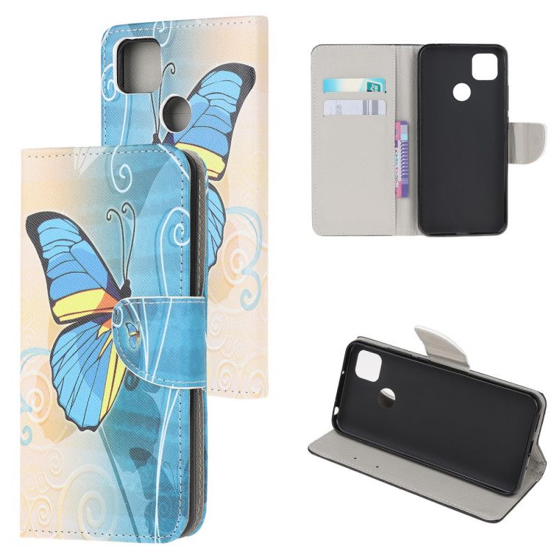 Etui Folio Xiaomi Redmi 9C Motyl Niebieski I Żółty Etui Ochronne