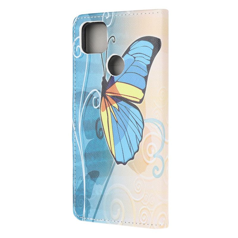Etui Folio Xiaomi Redmi 9C Motyl Niebieski I Żółty Etui Ochronne