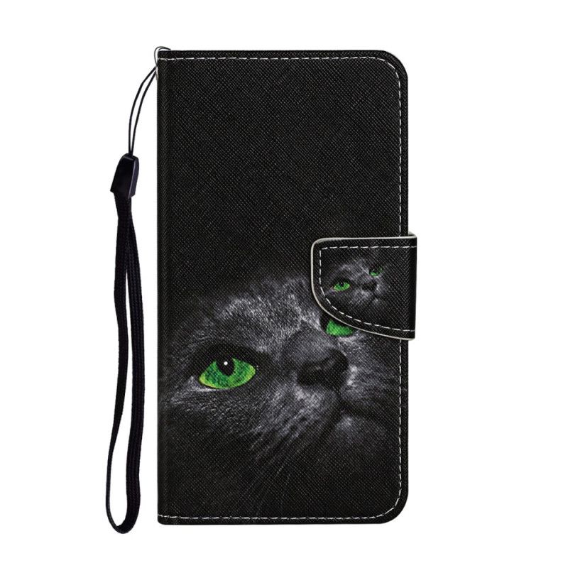 Etui Folio Xiaomi Redmi 9C Zielone Oczy Czarnego Kota