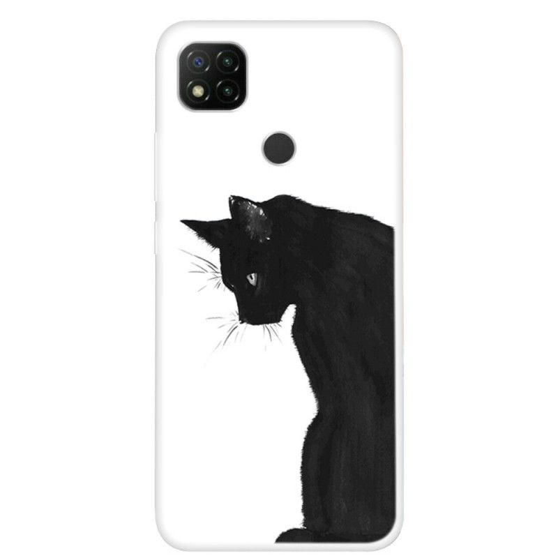 Etui Xiaomi Redmi 9C Zamyślony Czarny Kot Etui Ochronne