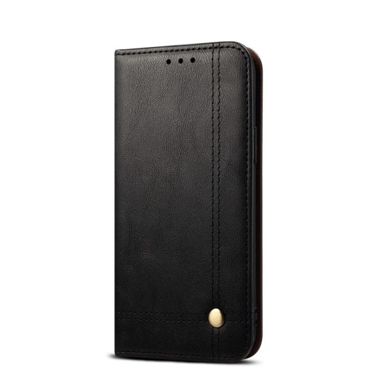 Flip Kotelot Xiaomi Redmi 9C Czerwony Czarny Etui na Telefon Efekt Szytej Skóry