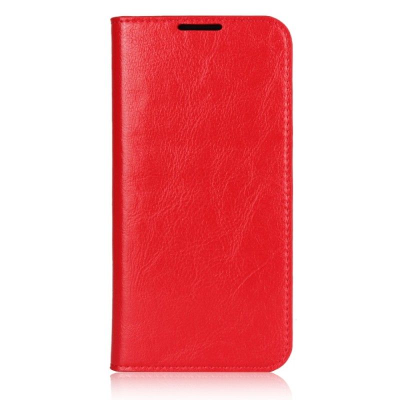 Flip Kotelot Xiaomi Redmi Note 7 Czerwony Czarny Prawdziwa Postarzana Skóra