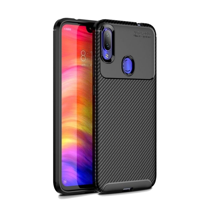 Futerały Xiaomi Redmi Note 7 Granatowy Czarny Etui na Telefon Elastyczna Tekstura Włókna Węglowego