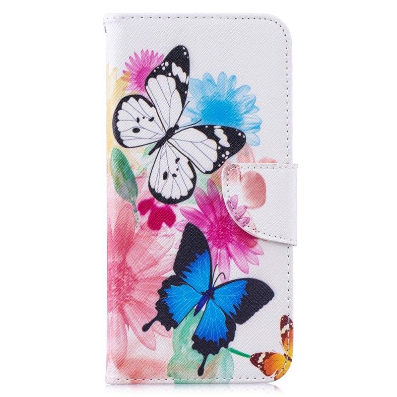 Obudowa Xiaomi Redmi Note 7 Jasnoniebieski Magenta Malowane Motyle I Kwiaty