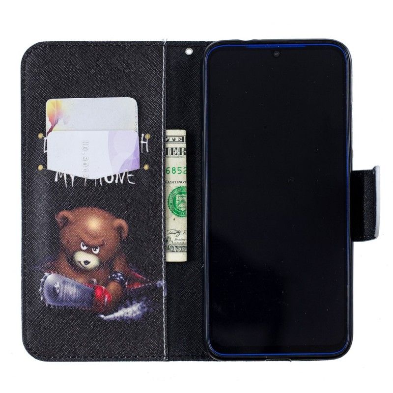 Skórzany Futerał Xiaomi Redmi Note 7 Etui na Telefon Niebezpieczny Niedźwiedź