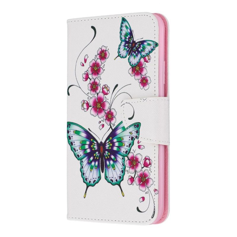 Etui Folio iPhone 11 Pro Max Złoty Ciemnoniebieski Niesamowite Motyle