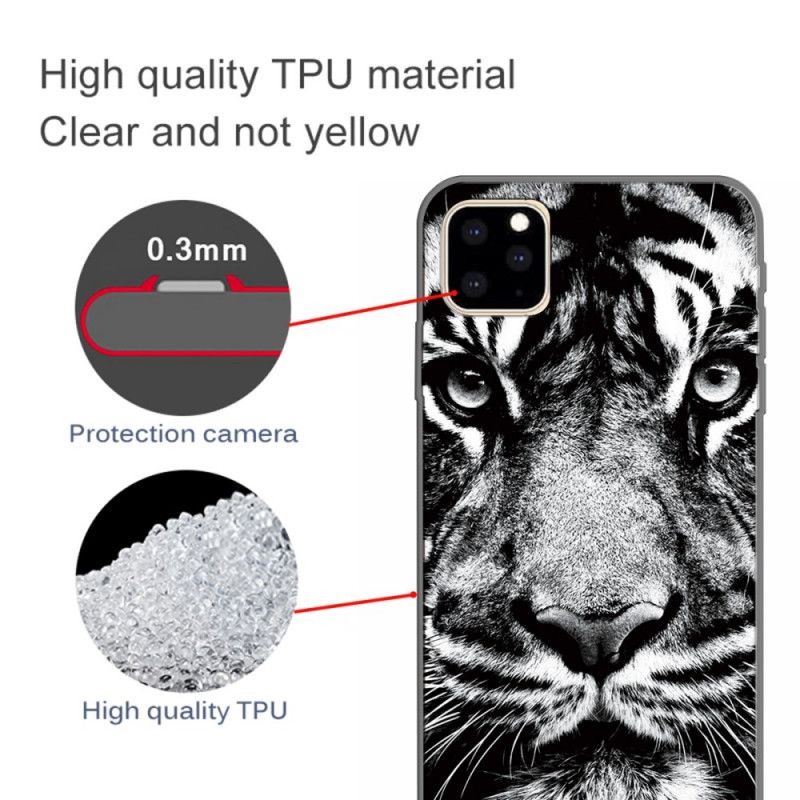 Etui iPhone 11 Pro Max Czarno-Biały Tygrys Etui Ochronne