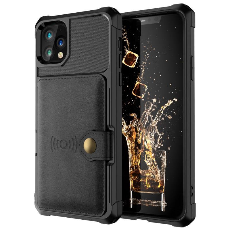 Etui iPhone 11 Pro Max Jasnoniebieski Czarny Wielofunkcyjny Uchwyt Na Kartę