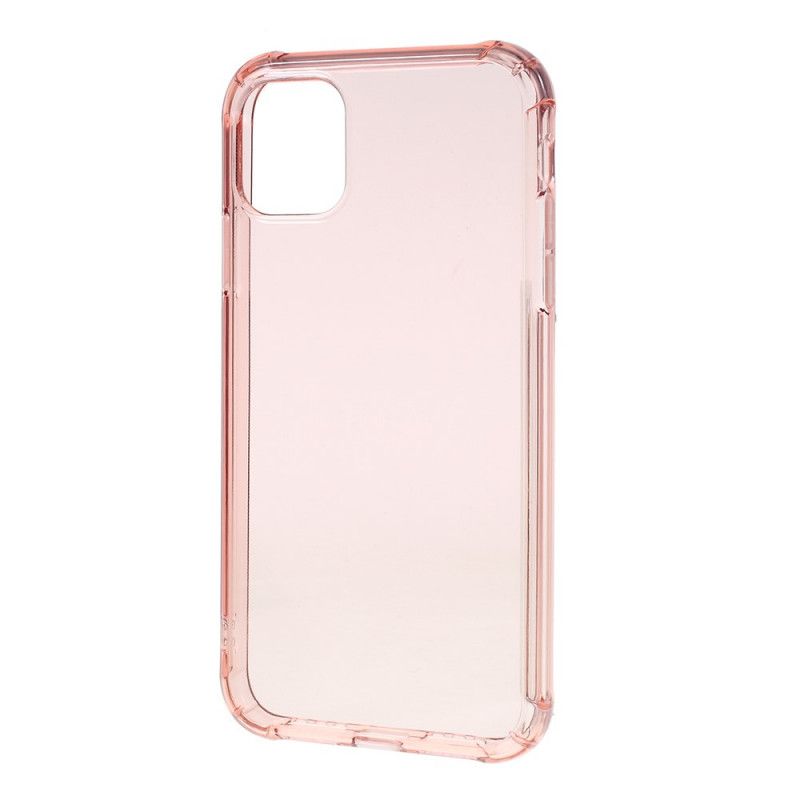 Futerały iPhone 11 Pro Max Różowy Szary Przezroczyste. Kolorowe. Wzmocnione Rogi