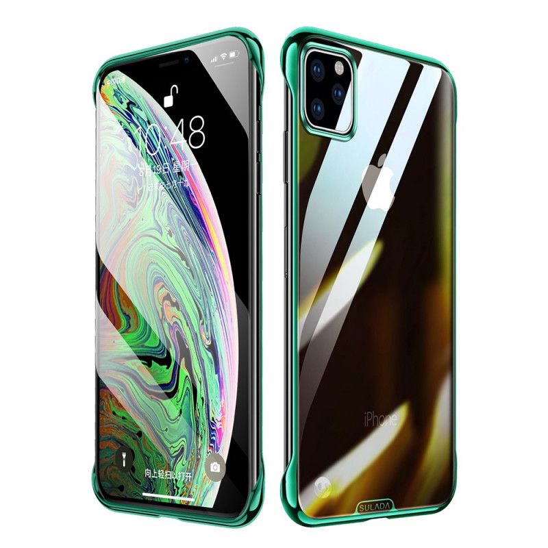 Futerały iPhone 11 Pro Max Zielony Czerwony Etui na Telefon Przezroczysta Sulada I Efekt Metalu