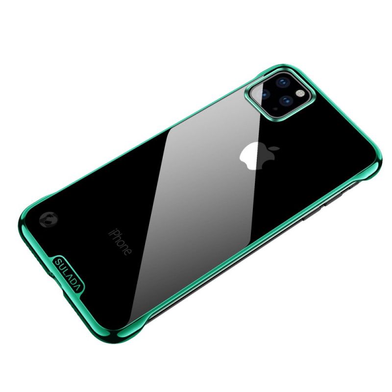Futerały iPhone 11 Pro Max Zielony Czerwony Etui na Telefon Przezroczysta Sulada I Efekt Metalu