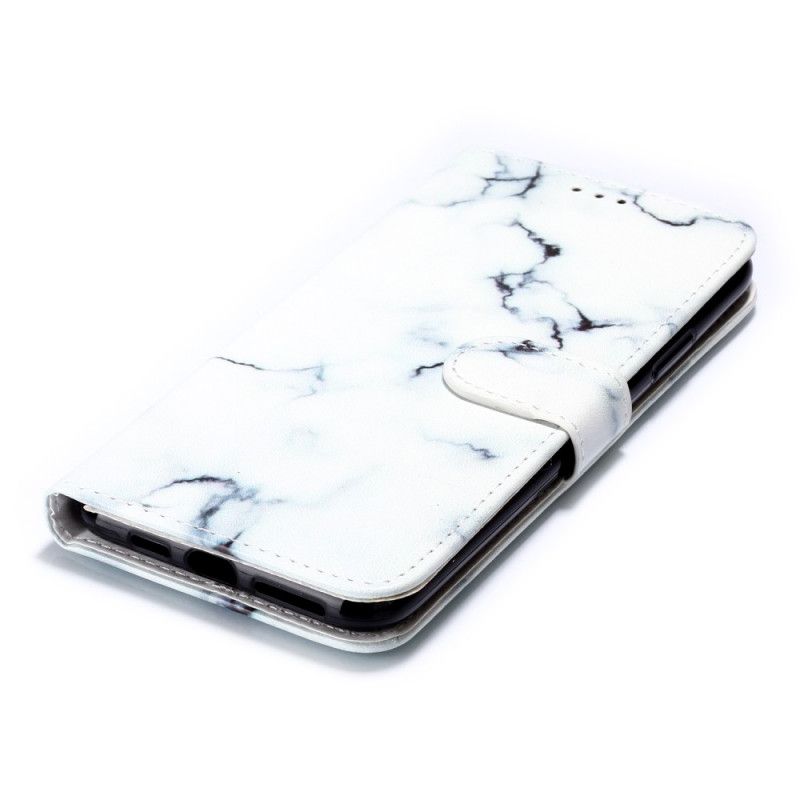 Skórzany Futerał iPhone 11 Pro Max Biały Czarny Etui na Telefon Marmur