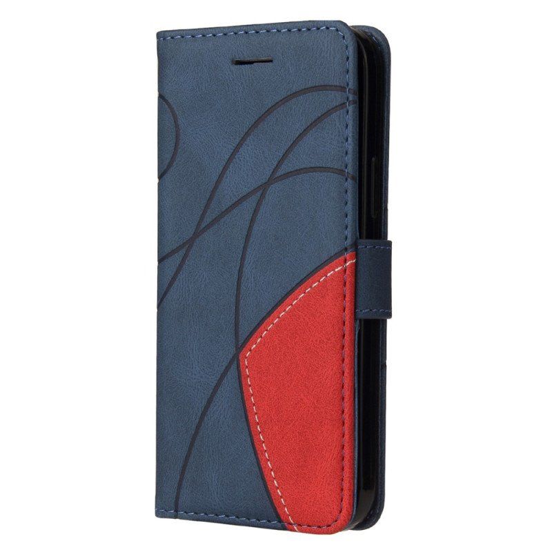 Etui Folio do Xiaomi Redmi Note 12 5G z Łańcuch Dwukolorowy Pasek