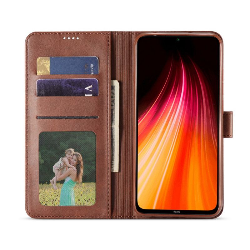 Etui Folio Xiaomi Redmi Note 8 Szary Czarny Lc.Imeeke Efekt Skóry