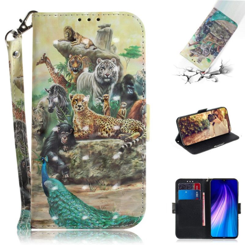 Etui Folio Xiaomi Redmi Note 8 Zwierzęta Safari W Stringach