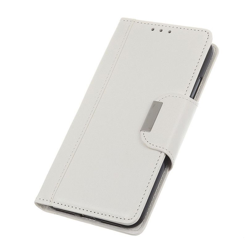 Skórzany Futerał Xiaomi Redmi Note 8 Biały Etui na Telefon Eleganckie Zamknięcie Ze Sztucznej Skóry
