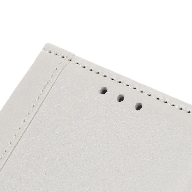 Skórzany Futerał Xiaomi Redmi Note 8 Biały Etui na Telefon Eleganckie Zamknięcie Ze Sztucznej Skóry