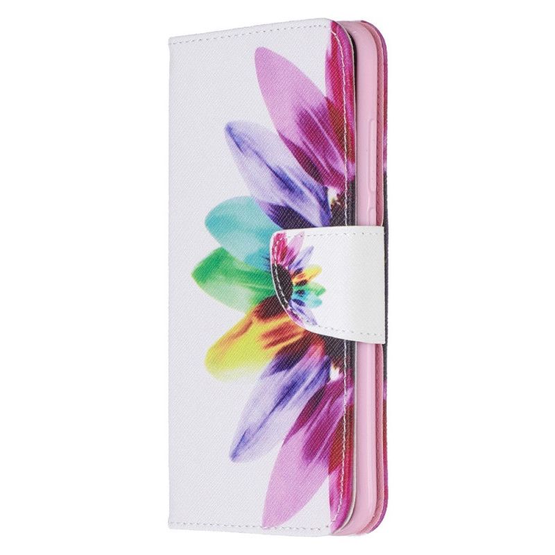 Skórzany Futerał Xiaomi Redmi Note 8 Etui na Telefon Kwiat Akwareli