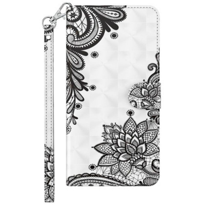 Etui Folio do Samsung Galaxy M13 Koronka Z Paskiem