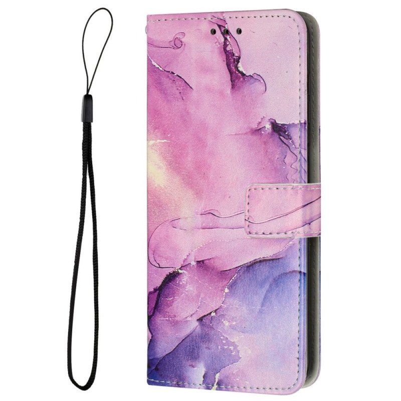 Etui Folio do Samsung Galaxy M13 Marmur Ze Smyczą