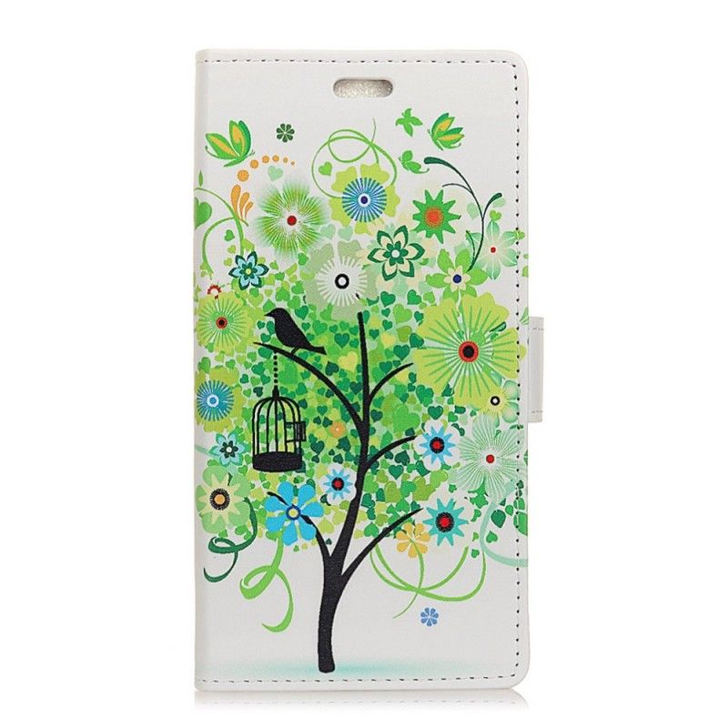 Etui Folio Huawei P Smart Ciemnoniebieski Kwitnące Drzewo Etui Ochronne