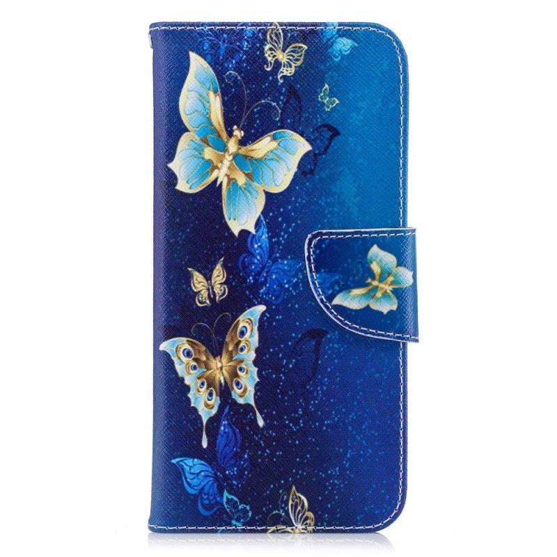 Etui Folio Huawei P Smart Jasnoniebieski Różowy Motyle W Nocy