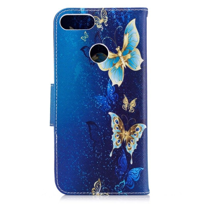 Etui Folio Huawei P Smart Jasnoniebieski Różowy Motyle W Nocy