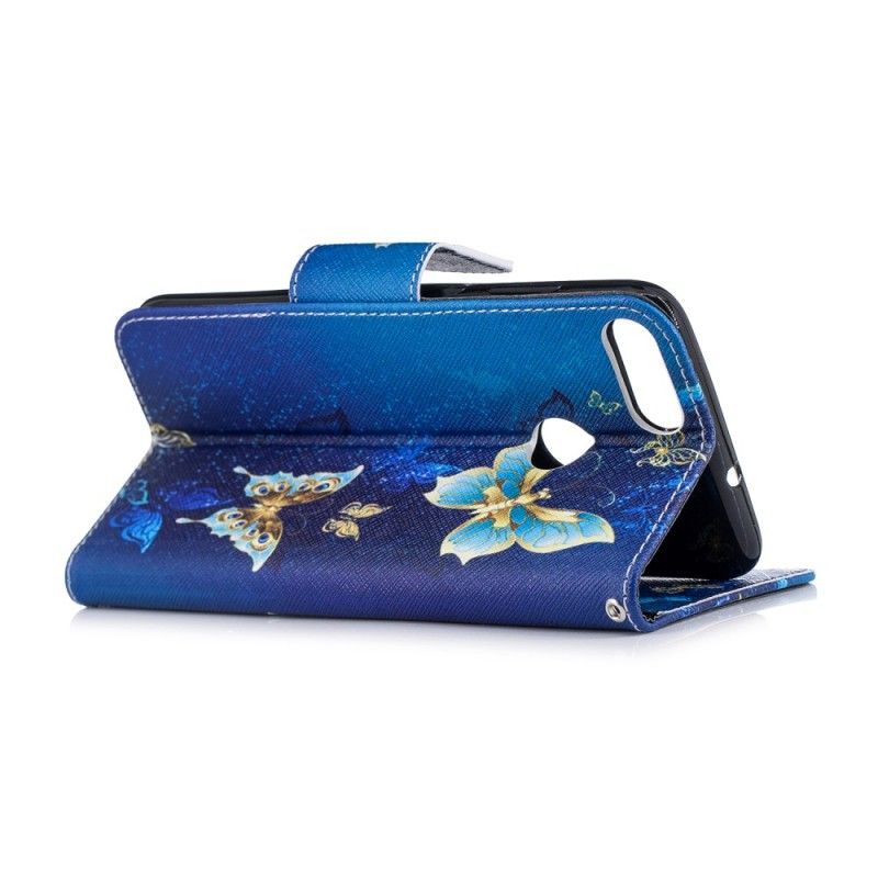 Etui Folio Huawei P Smart Jasnoniebieski Różowy Motyle W Nocy