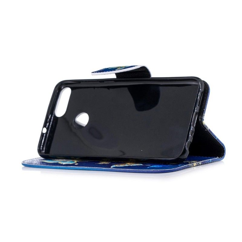 Etui Folio Huawei P Smart Jasnoniebieski Różowy Motyle W Nocy