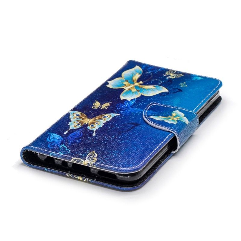Etui Folio Huawei P Smart Jasnoniebieski Różowy Motyle W Nocy
