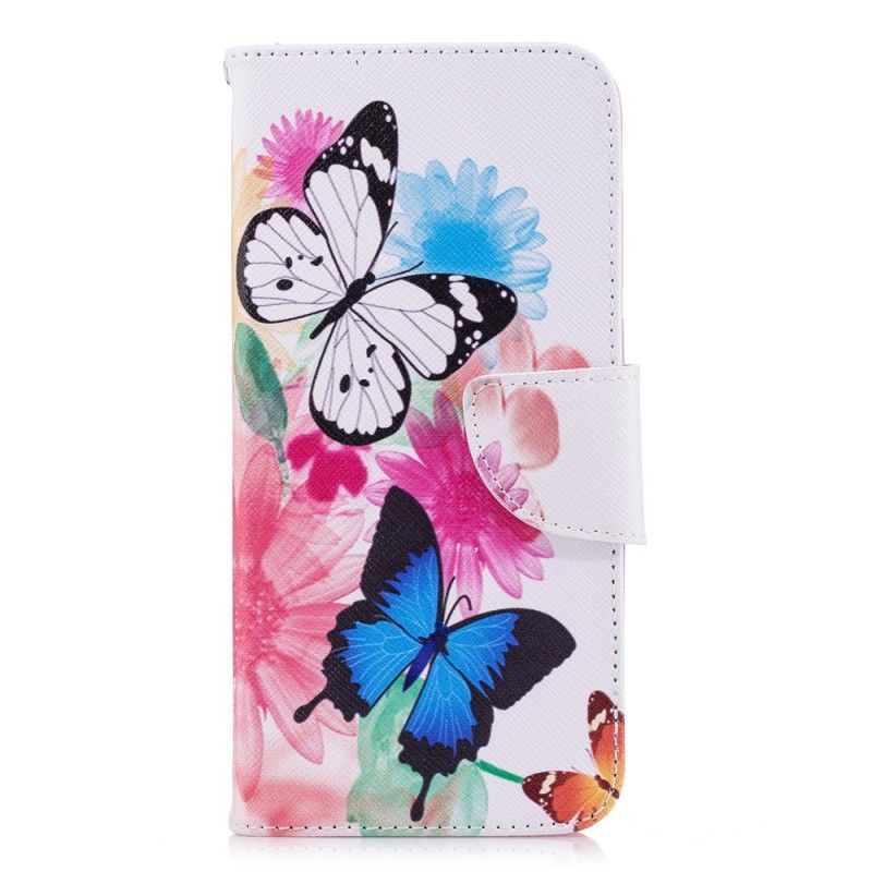 Etui Folio Huawei P Smart Malowane Motyle I Kwiaty