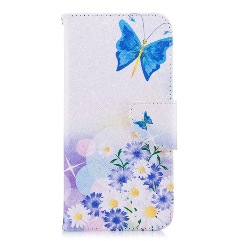 Etui Folio Huawei P Smart Malowane Motyle I Kwiaty Etui Ochronne