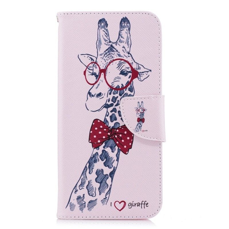 Etui Folio Huawei P Smart Nerd Żyrafa
