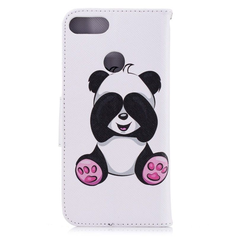 Skórzany Futerał Huawei P Smart Etui na Telefon Zabawna Panda