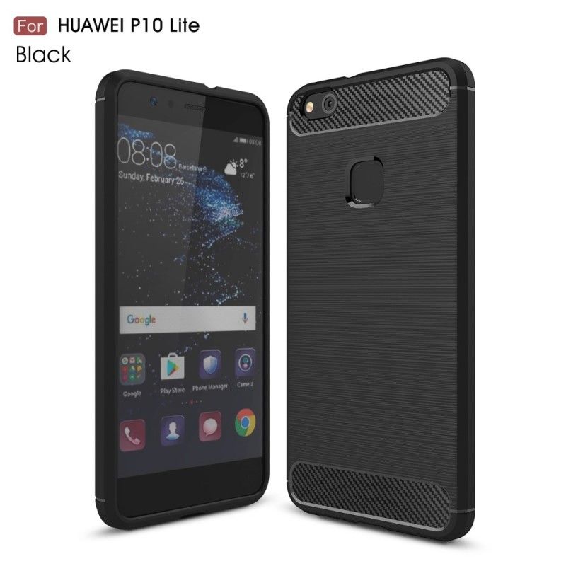 Etui Huawei P10 Lite Czerwony Czarny Szczotkowane Włókno Węglowe Etui Ochronne