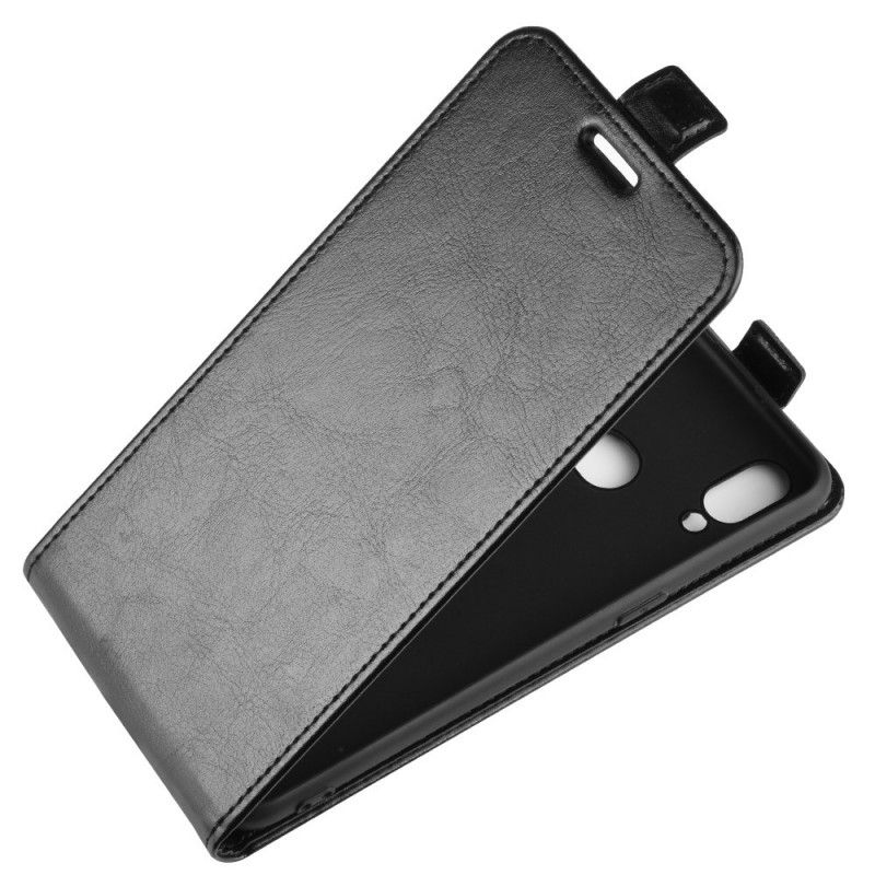 Etui Folio Samsung Galaxy A10s Biały Czarny Efekt Składanej Skóry Etui Ochronne