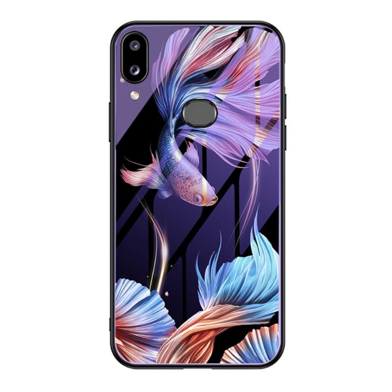 Futerały Samsung Galaxy A10s Fioletowy Czerwony Szkło Hartowane Z Fluorescencyjnym Wzorem