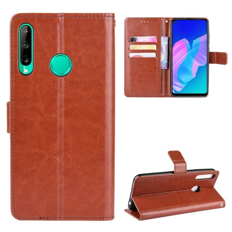Etui Folio Huawei P40 Lite E / Y7p Czerwony Czarny Efektowna Sztuczna Skóra
