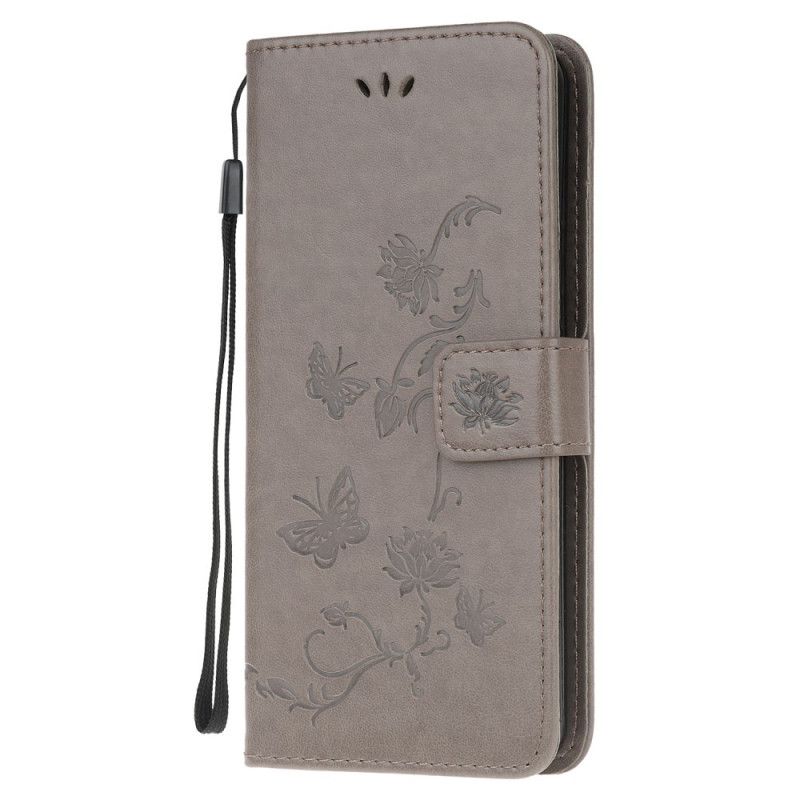 Etui Folio Huawei P40 Lite E / Y7p Czerwony Szary Zaczarowane Motyle